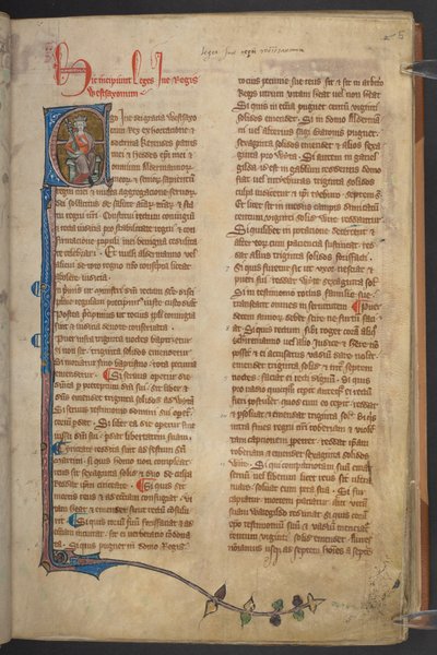 Bild von König Ine aus den Statuten von England, Cotton Manuskript Claudius D II von English School