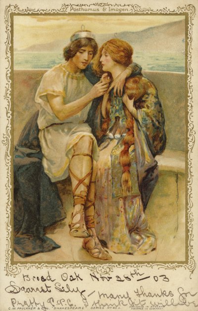 Imogen und Posthumus aus William Shakespeares Stück, Cymbeline von English School