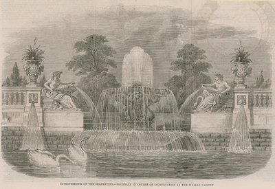 Verbesserungen der Serpentine - Brunnen im Bau im Italienischen Garten von English School