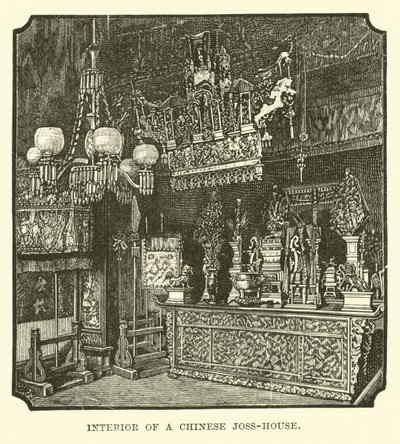 Innenraum eines chinesischen Joss-Hauses von English School