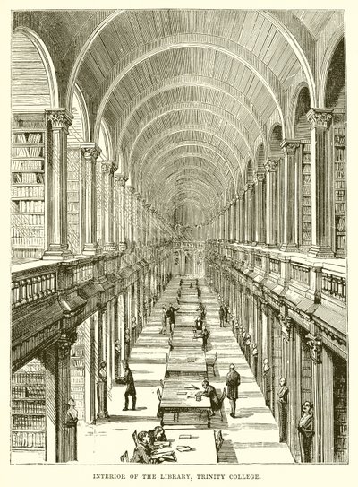 Innenraum der Bibliothek, Trinity College von English School