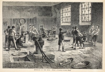 Innenansicht der Münze, nach einer Zeichnung von etwa 1820 von English School