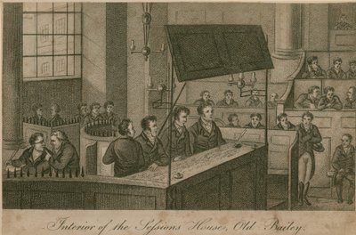 Innenansicht des Sitzungshauses, Old Bailey von English School