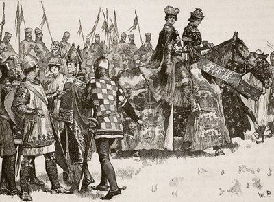 Interview zwischen Becket und König Heinrich, Illustration aus Cassells Illustrierter Geschichte Englands von English School