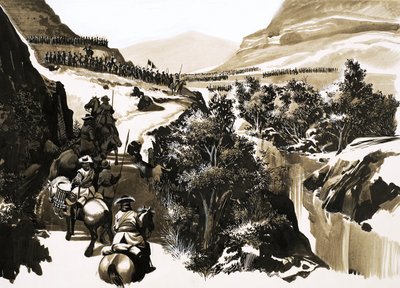 Ins Tal des Flusses Garry kam die Tieflandarmee von General Mackay von English School