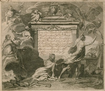 Einladung zur Beerdigung von Mr. Nicholson in St. Alphage, London Wall, im Jahr 1753 von English School