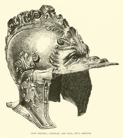 Eisenhelm, getrieben und vergoldet, 16. Jahrhundert von English School