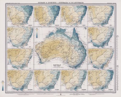Isobaren und Isohyeten, Australien und Südost-Australien von English School