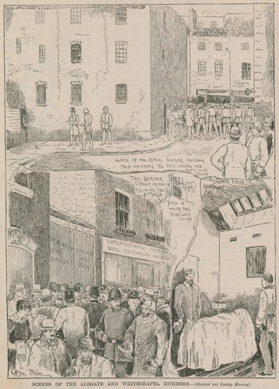 Jack the Ripper: Szenen der Aldgate- und Whitechapel-Morde von English School