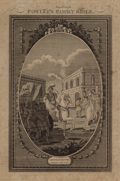 Jeftahs Rückkehr, Richter, Kapitel 11, Vers 34 von English School