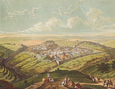 Jerusalem wird als eine Stadt gebaut, die fest zusammengefügt ist (Farblithografie) von English School