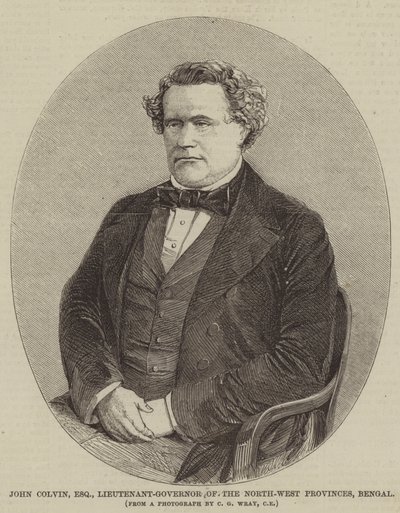 John Colvin, Esquire, Vizegouverneur der Nordwestprovinzen, Bengalen (Stich) von English School