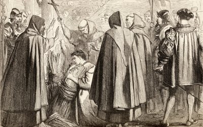John Frith kurz vor seiner Verbrennung wegen Häresie im Jahr 1533, ca. 1865 von English School