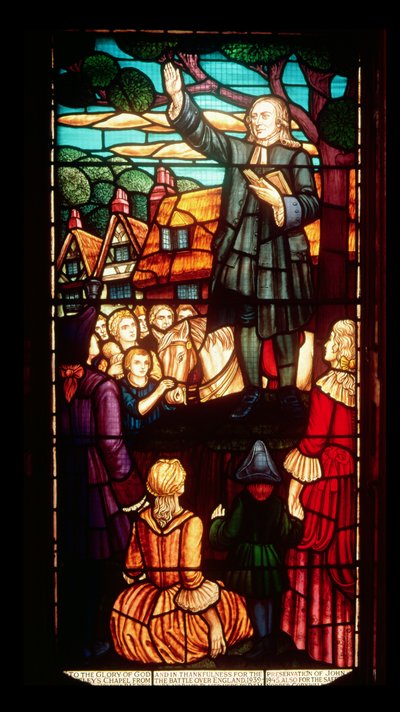 John Wesley (1703-91) predigt das Evangelium in England, ca. 1890 von English School