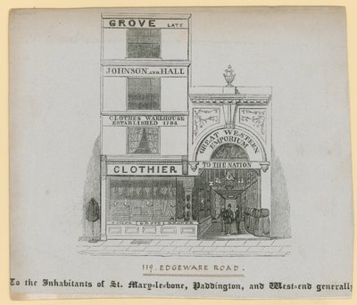 Johnson und Hall, Bekleidungsgeschäft, 119 Edgware Road von English School