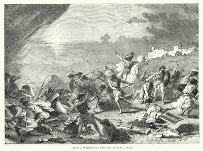 Josua befiehlt der Sonne, stillzustehen (Gravur) von English School