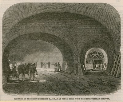 Kreuzung der Great Northern Railway am Kings Cross mit der Metropolitan Railway von English School