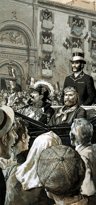 König Emmanuel wurde von Garibaldi öffentlich zum König von Italien ausgerufen von English School