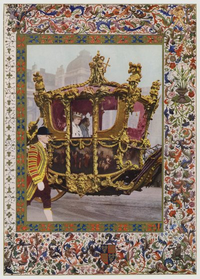 König George V und Königin Mary in der Staatskutsche von English School