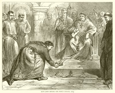 König Johann vor dem Legaten des Papstes, 1213 von English School