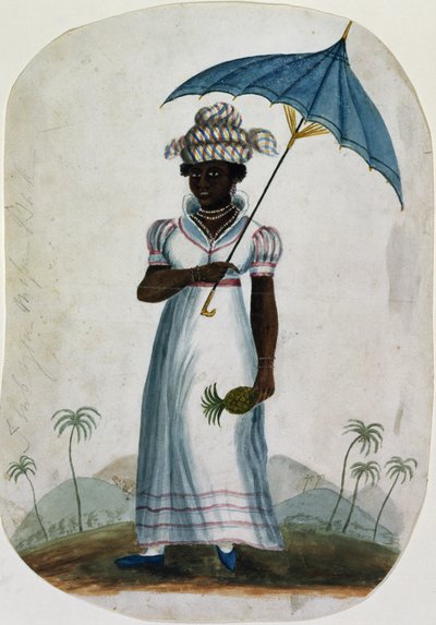 Dame mit Sonnenschirm und Ananas, um 1840 von English School