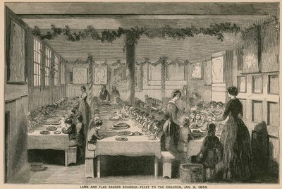 Lamb and Flag Ragged School, Fest für die Kinder, 3. Januar 1850 von English School