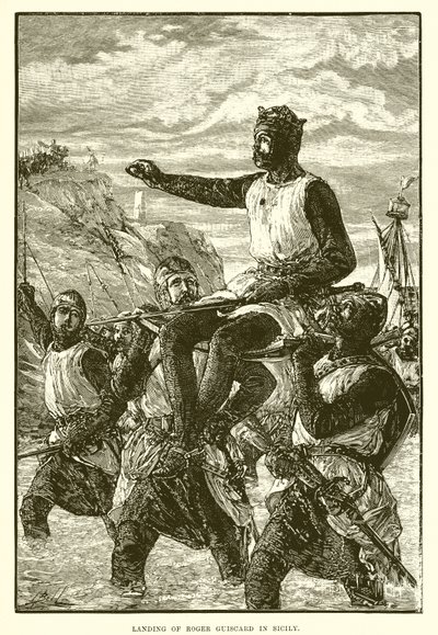 Landung von Roger Guiscard in Sizilien von English School
