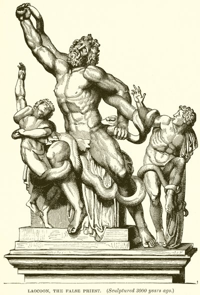 Laokoon, der falsche Priester. (Vor 3000 Jahren skulptiert) (Gravur) von English School