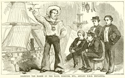Lernen der Namen der Segel, Wanten usw. an Bord der H. M. S. Britannia von English School
