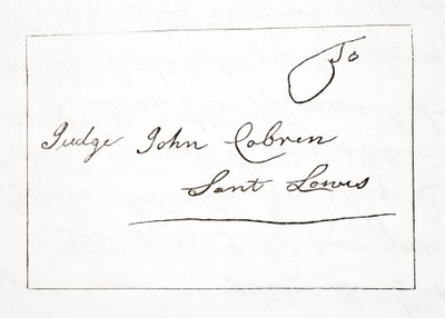 Brief von Daniel Boone an Richter John Cobren, Original datiert 5. Oktober 1809 von English School