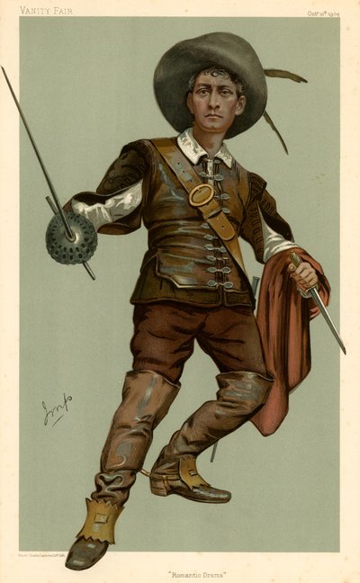 Lewis Waller, Romantisches Drama, Vanity Fair Karikatur, 13. Oktober 1904 von English School