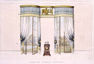 Vorhang im Bibliotheksfenster, Tafel 106 aus Ackermann
