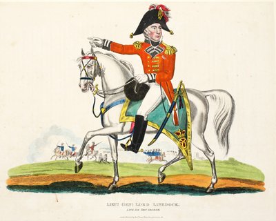 Generalleutnant Lord Linedock, veröffentlicht von Richard Evans, graviert von Romney, Illustration aus An Historical Account of the Battle of Waterloo von William Mudford, 1816 von English School