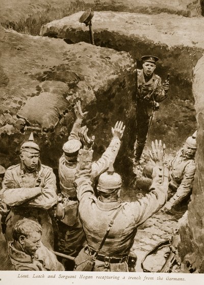 Leutnant Leach und Sergeant Hogan erobern einen Schützengraben von den Deutschen zurück, 1914-19 von English School