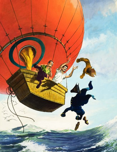 Ballast abwerfen, indem man Kleidung aus einem Heißluftballon wirft von English School