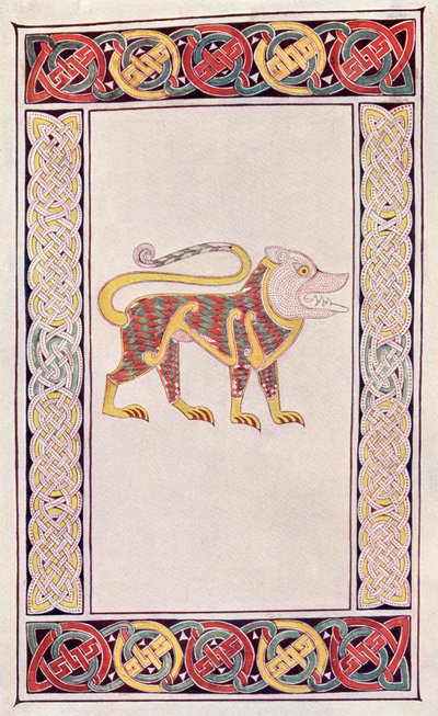 Löwe von St. Markus, Faksimile einer Illumination aus dem Buch von Durrow, aus dem Buch The Church of England: A History for the People, veröffentlicht ca. 1910 von English School