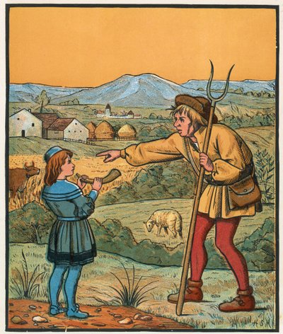 Kleiner Junge Blau und sein Horn von English School