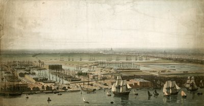 Londoner Docks mit der St. Pauls Kathedrale in der Ferne von English School