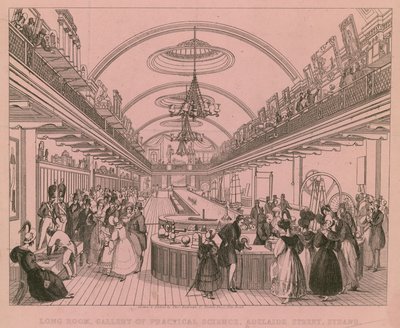 Langer Raum, Galerie der praktischen Wissenschaft, Adelaide Street, Strand, London von English School