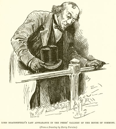 Letzter Auftritt von Lord Beaconsfield in der Peers Gallery des House of Commons von English School