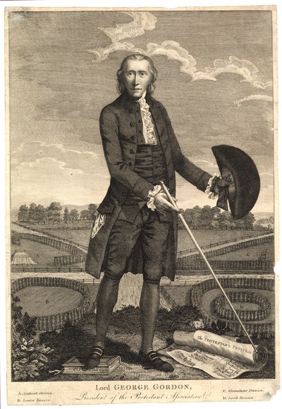 Lord George Gordon, Präsident der Protestantischen Vereinigung von English School