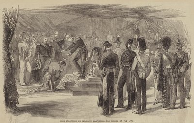 Lord Stratford de Redcliffe verleiht die Orden des Bades von English School