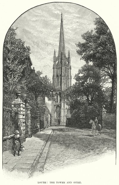 Louth: Der Turm und der Turmspitze (Gravur) von English School
