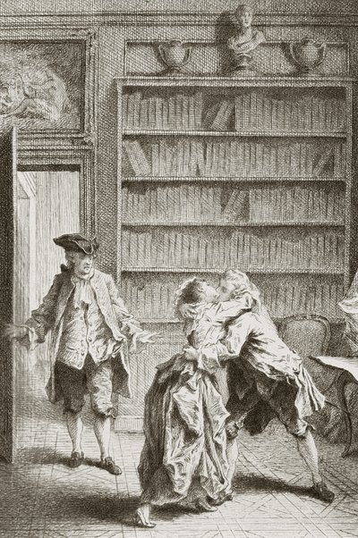 Liebende beim Küssen vom Ehemann der Frau erwischt von English School