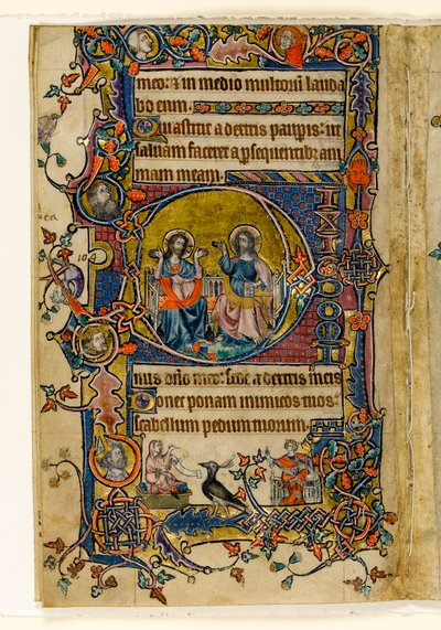 MS 1-2005, fol. 161v: Der Vater und der Sohn, historiierte Initiale aus dem Macclesfield Psalter, Use of Sarum, Ostanglien, um 1330 von English School