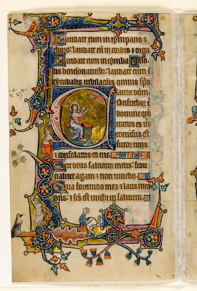 MS 1-2005, fol. 207v: Jesaja betet, historiierte Initiale aus dem Macclesfield Psalter, Use of Sarum, Ostanglien, um 1330 von English School