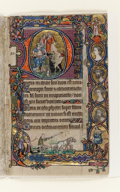 MS 1-2005, fol. 77r: David und der Narr, historiierte Initiale aus dem Macclesfield Psalter, Use of Sarum, Ostanglien, um 1330 von English School