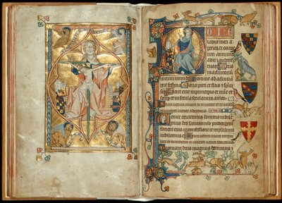 Der Thron der Barmherzigkeit mit Stiftern, Christus segnet mit einem Stifter, ca. 1314-30 von English School