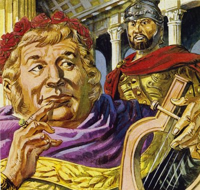 Der wahnsinnige Kaiser Nero bat Tigellinus, Rom in Brand zu setzen von English School