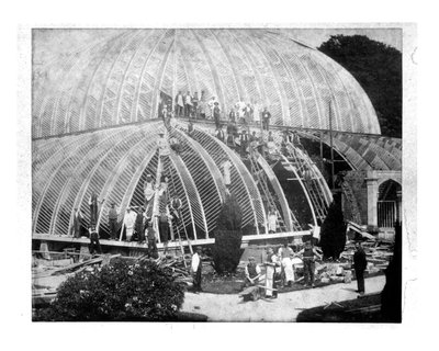 Reparaturen am Großen Konservatorium in Chatsworth, Derbyshire im späten 19. Jahrhundert von English School
